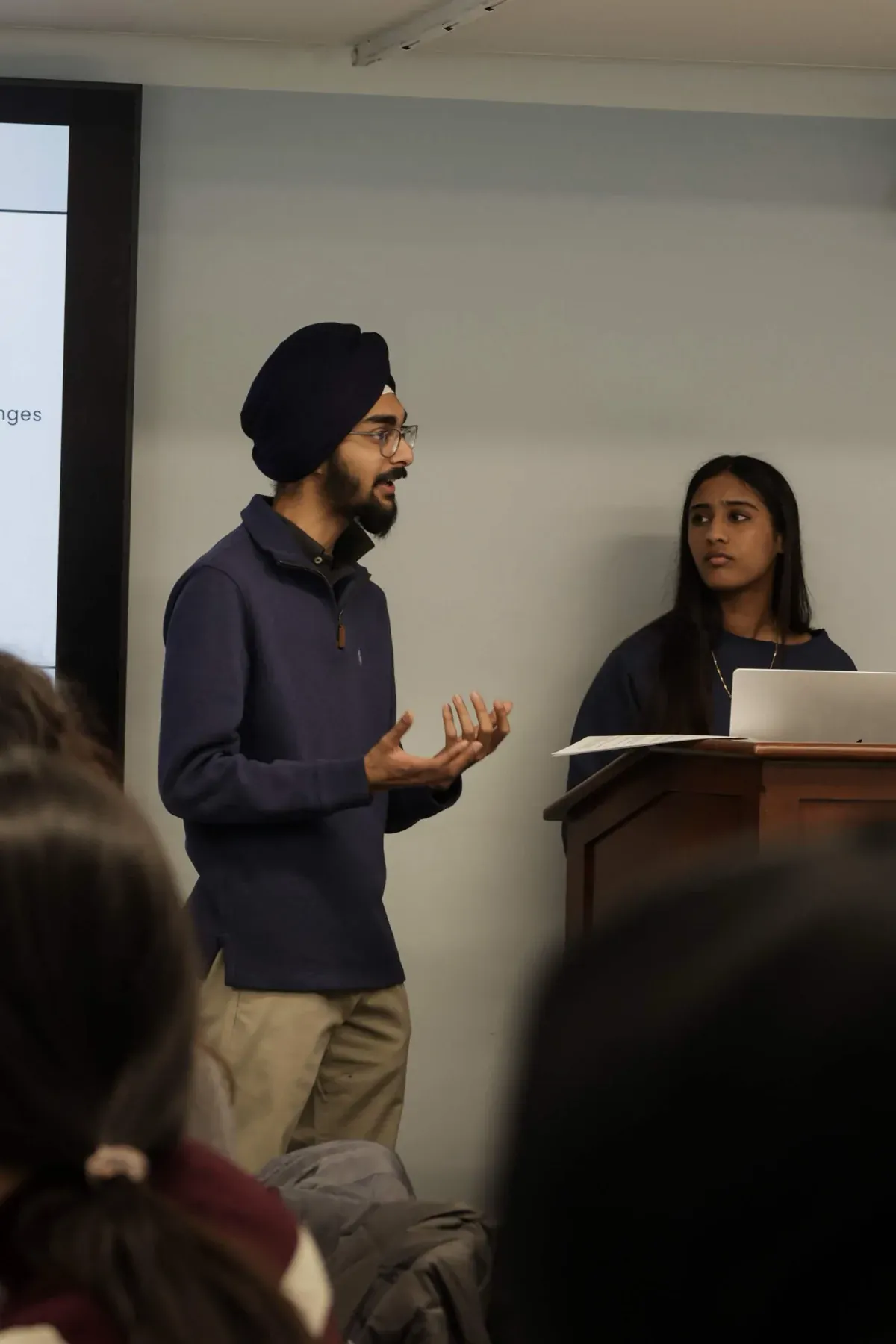Students presenting an AI project during an AINU event